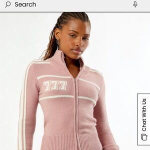 Daisy Pink Sweater with White Accents